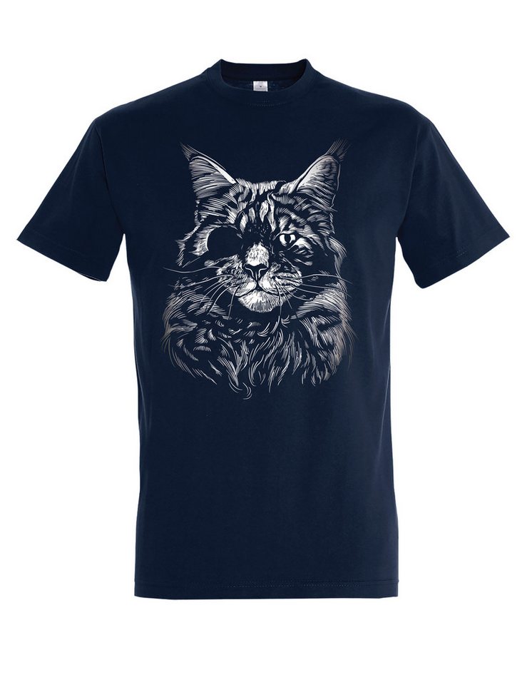 Youth Designz Print-Shirt "Katze Augenklappe" Herren T-Shirt Lustigen Print Statement Geschenk mit witzigen und stylischen Aufdruck für Männer von Youth Designz