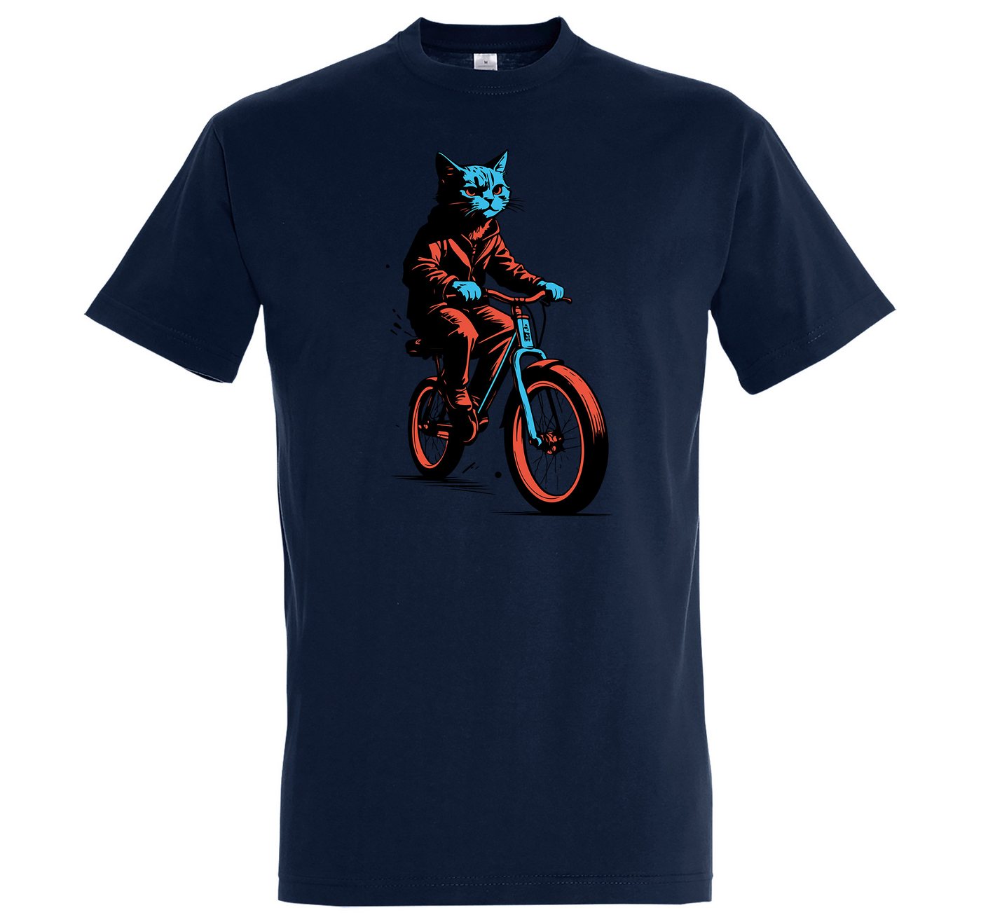 Youth Designz Print-Shirt Katze Fahrrad Herren T-Shirt mit modischem Frontprint von Youth Designz