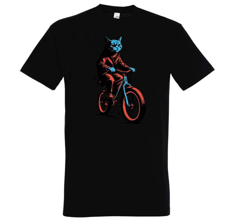 Youth Designz Print-Shirt Katze Fahrrad Herren T-Shirt mit modischem Frontprint von Youth Designz
