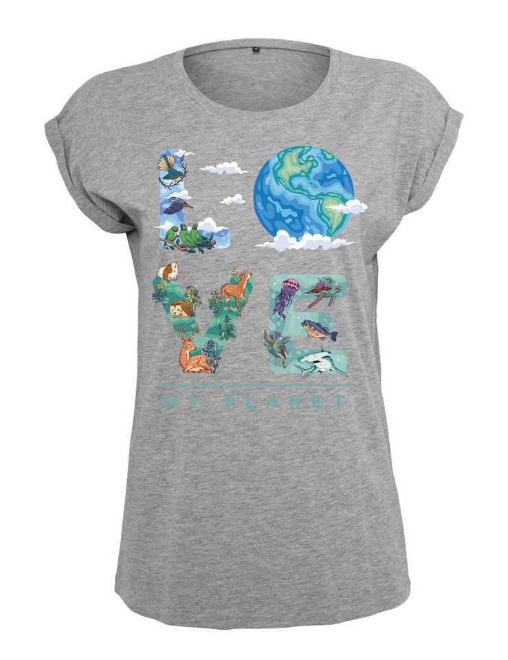 Youth Designz Print-Shirt "LOVE MY PLANET" Damen T-Shirt Statement Geschenk Frauen Motiv mit stylischen Frontprint für Frauen von Youth Designz