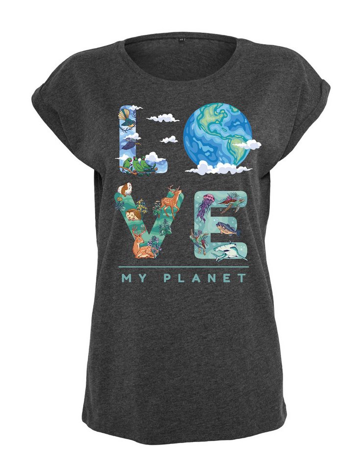 Youth Designz Print-Shirt "LOVE MY PLANET" Damen T-Shirt Statement Geschenk Frauen Motiv mit stylischen Frontprint für Frauen von Youth Designz