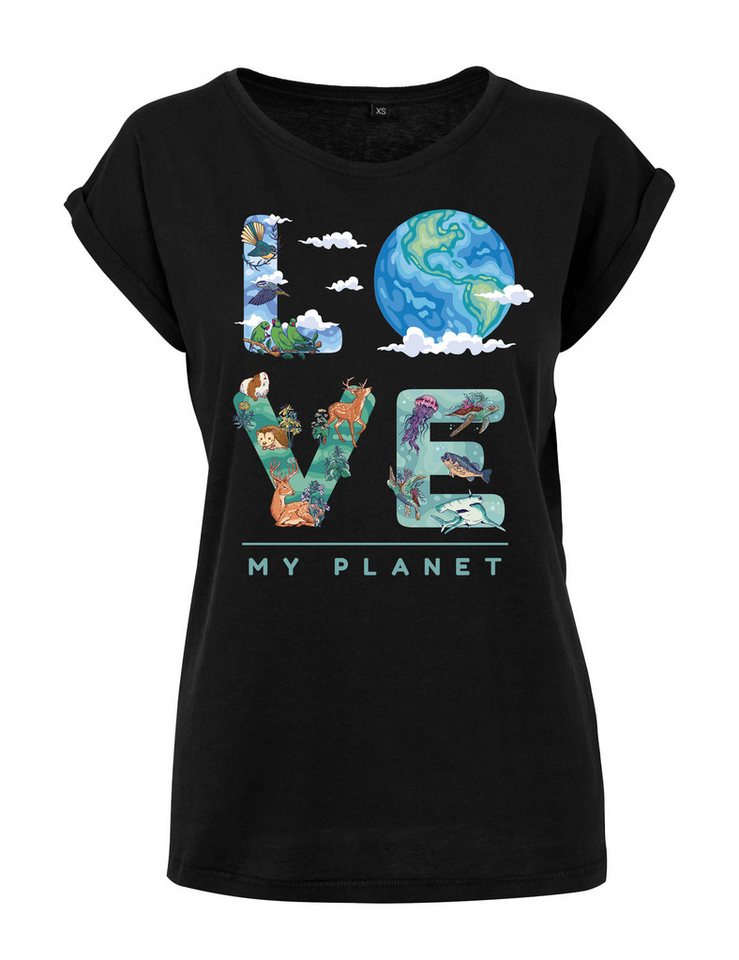 Youth Designz Print-Shirt "LOVE MY PLANET" Damen T-Shirt Statement Geschenk Frauen Motiv mit stylischen Frontprint für Frauen von Youth Designz