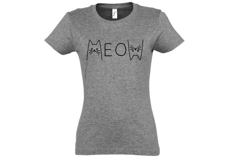 Youth Designz Print-Shirt MEOW Damen T-Shirt mit modischem Frontprint von Youth Designz