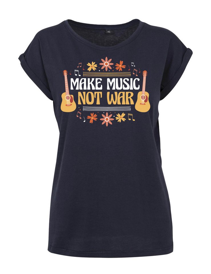 Youth Designz Print-Shirt "Make Music Not War" Damen T-Shirt Statement Geschenk Frauen Motiv mit stylischen Retro Aufdruck von Youth Designz