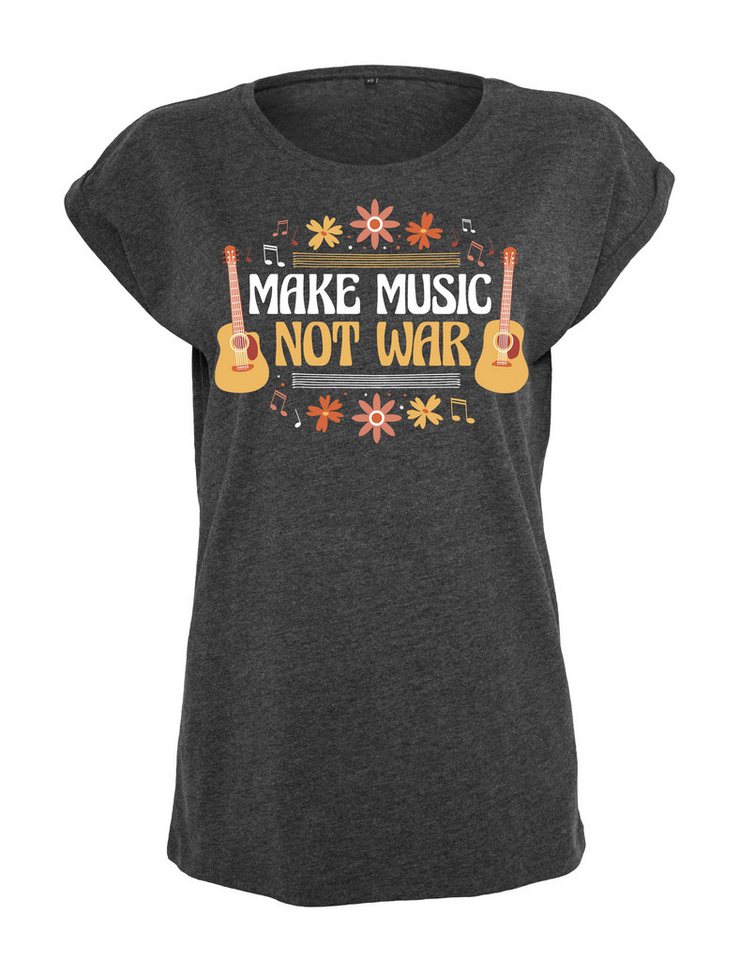 Youth Designz Print-Shirt "Make Music Not War" Damen T-Shirt Statement Geschenk Frauen Motiv mit stylischen Retro Aufdruck von Youth Designz