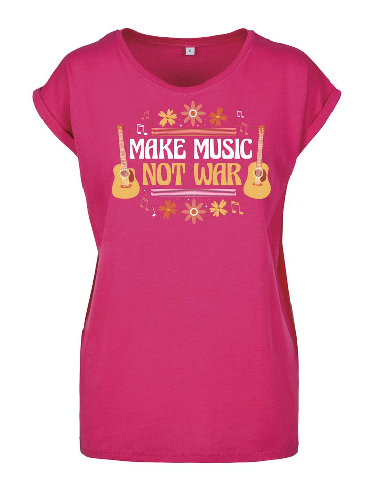 Youth Designz Print-Shirt "Make Music Not War" Damen T-Shirt Statement Geschenk Frauen Motiv mit stylischen Retro Aufdruck von Youth Designz
