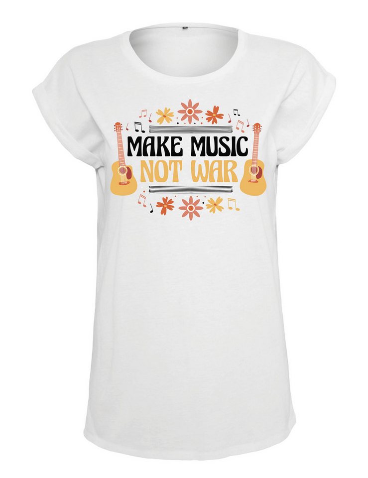Youth Designz Print-Shirt "Make Music Not War" Damen T-Shirt Statement Geschenk Frauen Motiv mit stylischen Retro Aufdruck von Youth Designz