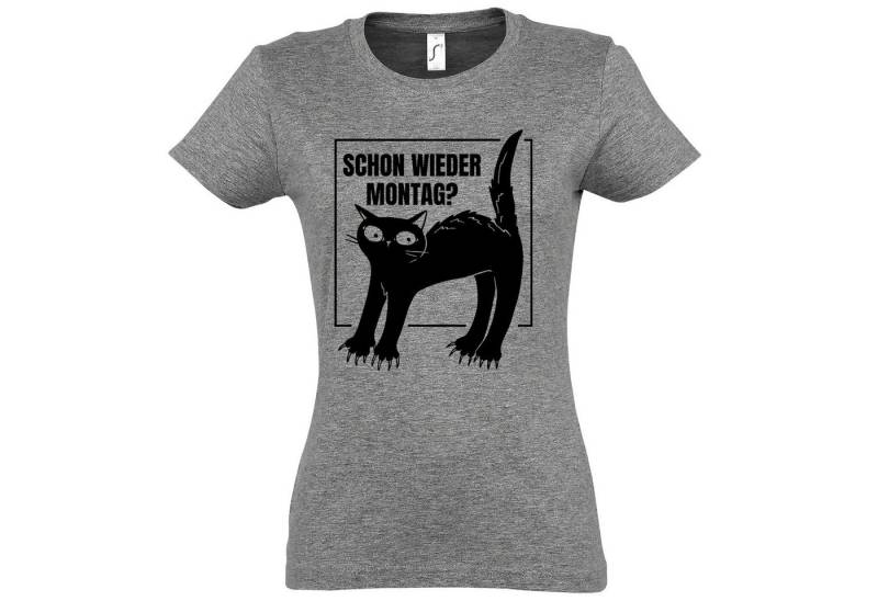 Youth Designz Print-Shirt Montags Katze Damen T-Shirt mit modischen Frontprint von Youth Designz