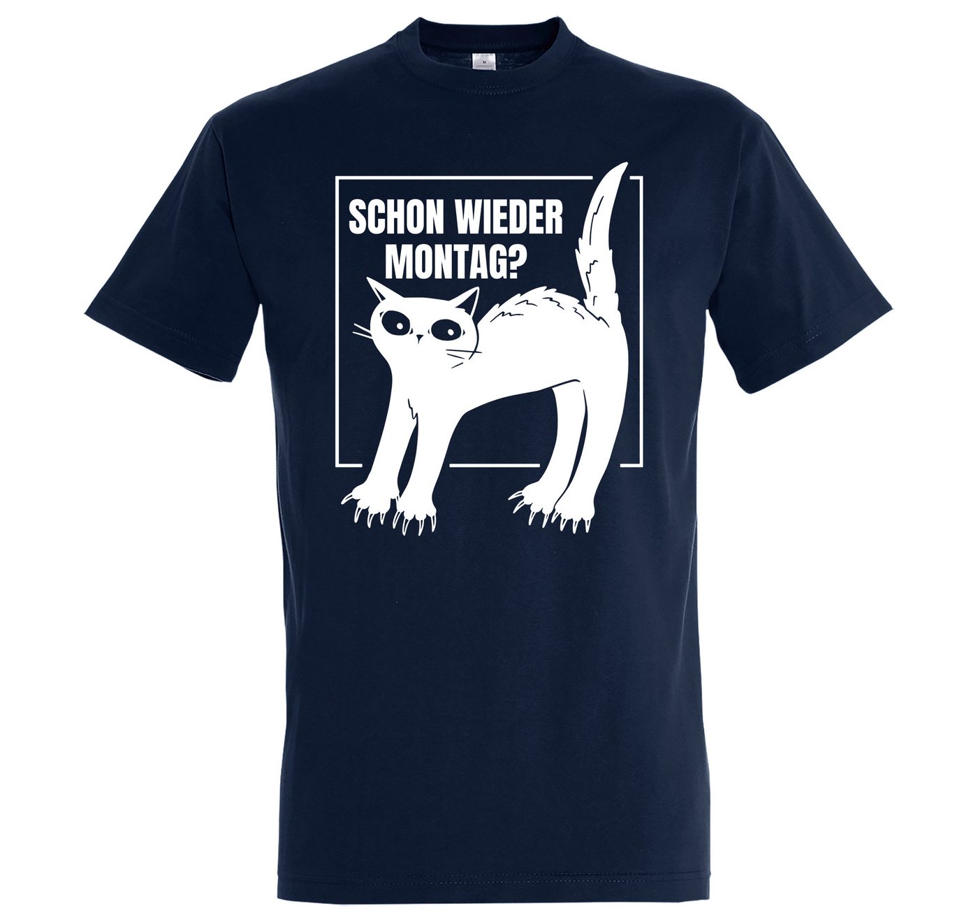 Youth Designz Print-Shirt Montags Katze Herren T-Shirt mit modischem Frontprint von Youth Designz