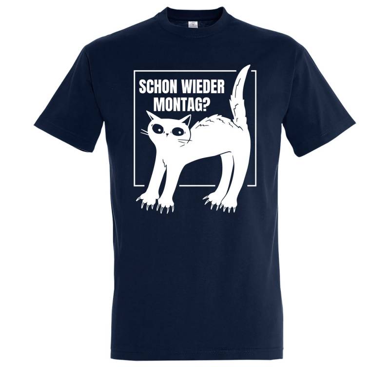 Youth Designz Print-Shirt Montags Katze Herren T-Shirt mit modischem Frontprint von Youth Designz