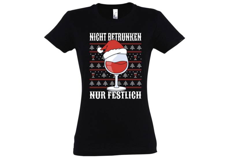 Youth Designz Print-Shirt Nicht Betrunken nur Festlich Damen T-Shirt mit modischem Frontprint von Youth Designz