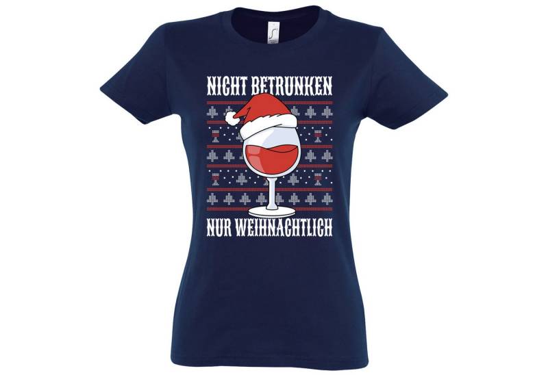 Youth Designz Print-Shirt Nicht Betrunken nur Weihnachtlich Damen T-Shirt mit modischem Frontprint von Youth Designz