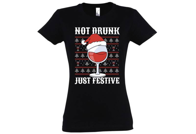 Youth Designz Print-Shirt Not Drunk Just Festive Damen T-Shirt mit modischem Frontprint von Youth Designz