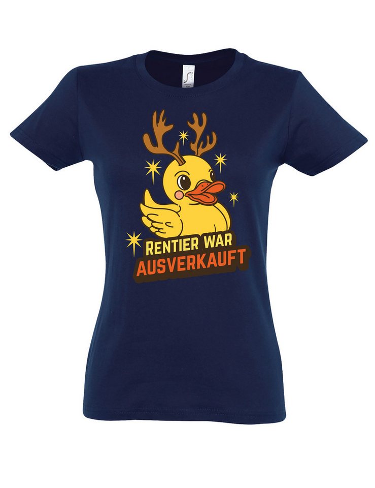 Youth Designz Print-Shirt "Rentier war Ausverkauft" Aufdruck Weinachten Damen T-Shirt Geschenk mit lustigem Frontprint für Frauen von Youth Designz