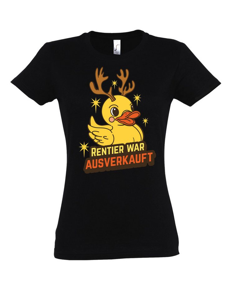 Youth Designz Print-Shirt "Rentier war Ausverkauft" Aufdruck Weinachten Damen T-Shirt Geschenk mit lustigem Frontprint für Frauen von Youth Designz