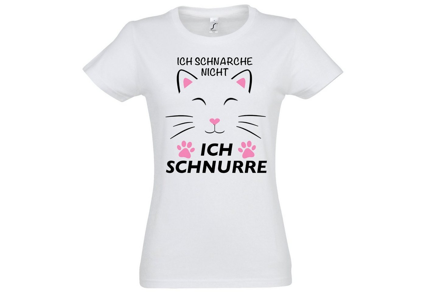 Youth Designz Print-Shirt Schnarchen Schnurren Katze Damen T-Shirt mit lustigem Spruch & Logo Aufdruck von Youth Designz