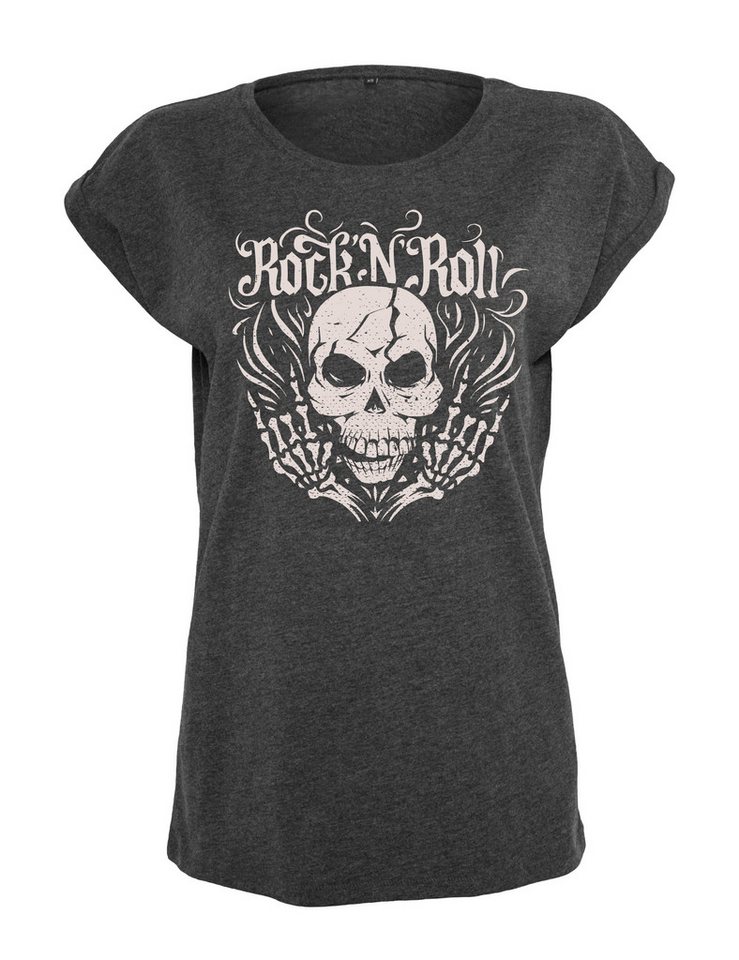 Youth Designz Print-Shirt "Skull Rock N Roll" Damen T-Shirt Statement oder Geschenk Frauen Motiv mit stylischen Aufdruck für Musik fans Youth Designz Print-Shirt "Skull Rock N Roll" Damen T-Shirt Statement oder Geschenk Frauen Motiv mit stylischen Aufdruck für Musik fans von Youth Designz