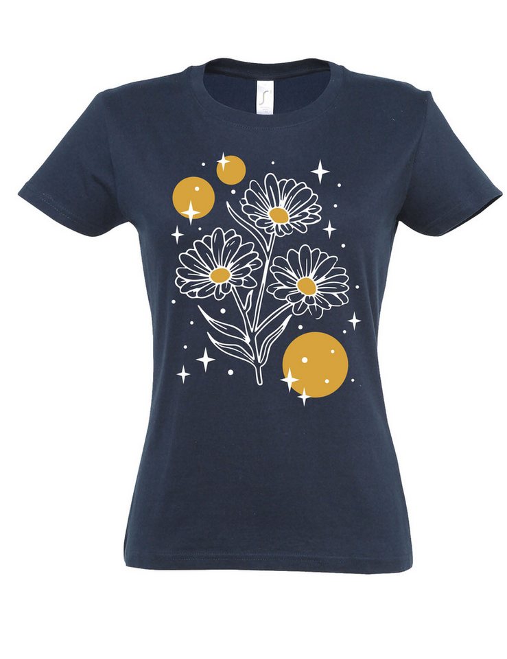 Youth Designz Print-Shirt "Sparkling Flowers" Damen T-Shirt mit Lustigen Print Geschenk mit retro Frontprint von Youth Designz
