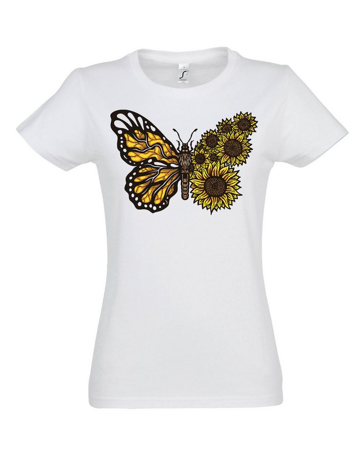 Youth Designz Print-Shirt "Sunflower Schmetterling" Damen T-Shirt Statement Geschenk Motiv mit witzigen stylischen Aufdruck für Frauen Youth Designz Print-Shirt "Sunflower Schmetterling" Damen T-Shirt Statement Geschenk Motiv mit witzigen stylischen Aufdruck für Frauen von Youth Designz