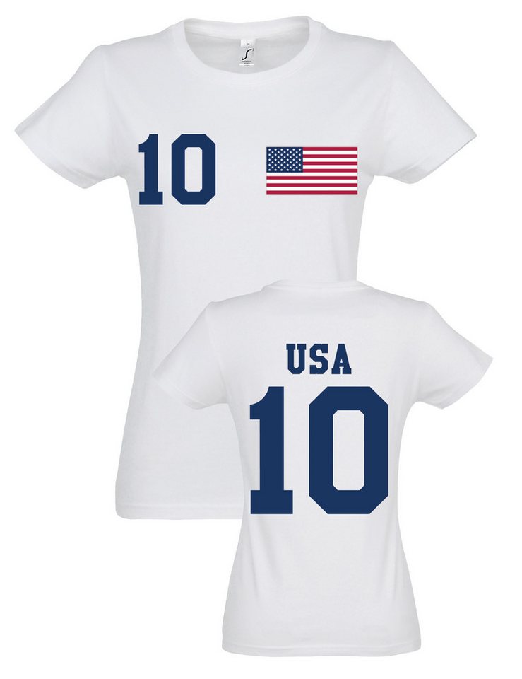 Youth Designz Print-Shirt "USA" Damen T-Shirt mit Fußball Print Geschenk Statement Frauen mit stylischen Aufdruck für Damen Youth Designz Print-Shirt "USA" Damen T-Shirt mit Fußball Print Geschenk Statement Frauen mit stylischen Aufdruck für Damen von Youth Designz