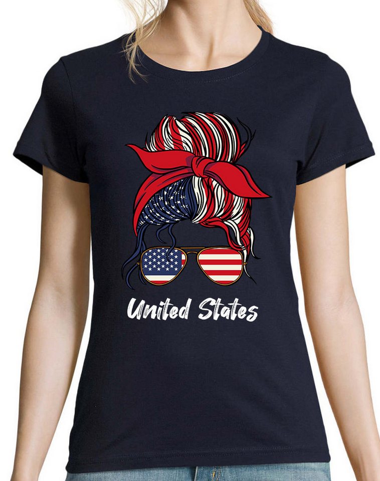 Youth Designz Print-Shirt USA Flagge Damen T-Shirt mit lustigen Logo für Damen von Youth Designz