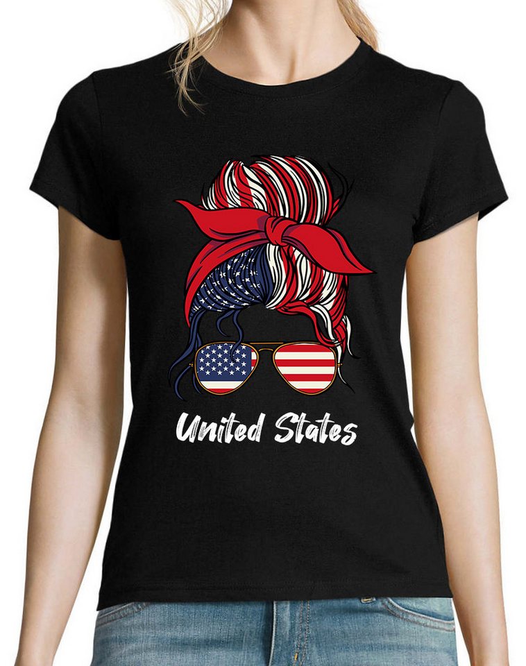 Youth Designz Print-Shirt USA Flagge Damen T-Shirt mit lustigen Logo für Damen von Youth Designz