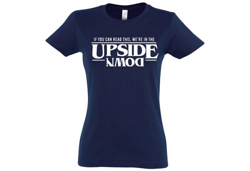Youth Designz Print-Shirt Upside Down Damen T-Shirt Stranger Fun-Look mit lustigem Spruch Print von Youth Designz