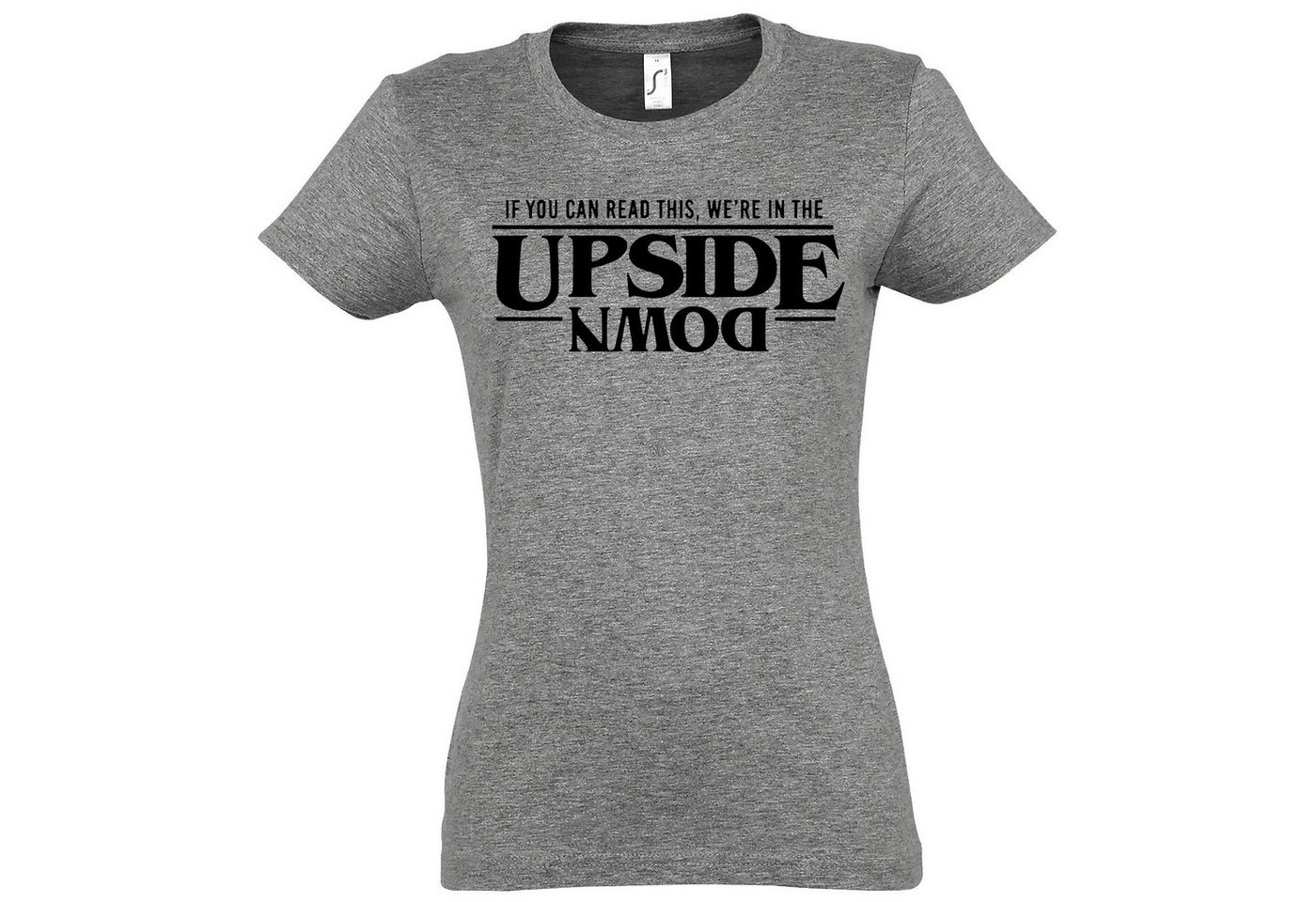 Youth Designz Print-Shirt Upside Down Damen T-Shirt Stranger Fun-Look mit lustigem Spruch Print von Youth Designz