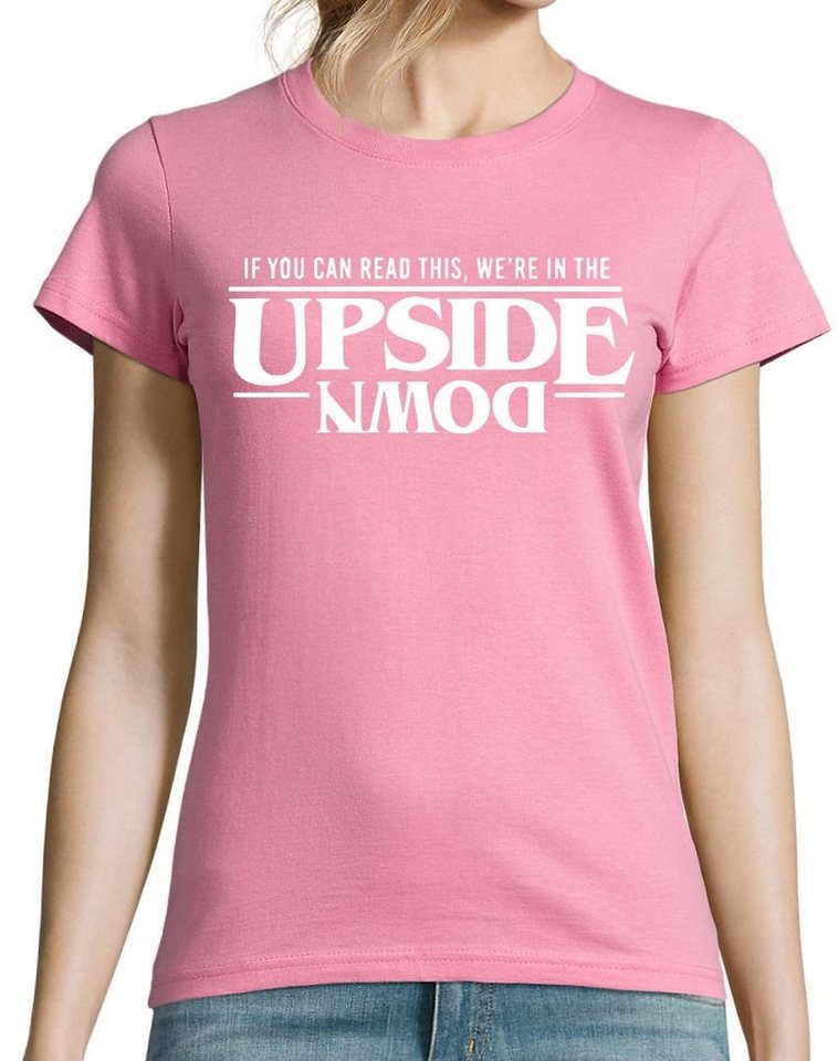 Youth Designz Print-Shirt Upside Down Damen T-Shirt Stranger Fun-Look mit lustigem Spruch Print von Youth Designz