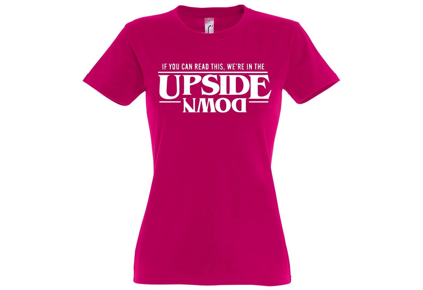 Youth Designz Print-Shirt Upside Down Damen T-Shirt Stranger Fun-Look mit lustigem Spruch Print von Youth Designz