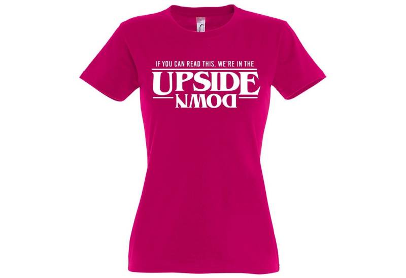 Youth Designz Print-Shirt Upside Down Damen T-Shirt Stranger Fun-Look mit lustigem Spruch Print von Youth Designz