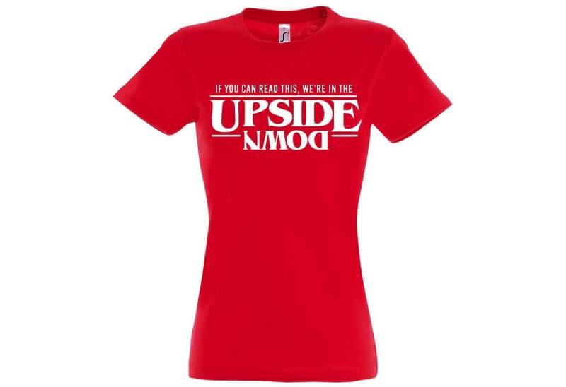 Youth Designz Print-Shirt Upside Down Damen T-Shirt Stranger Fun-Look mit lustigem Spruch Print von Youth Designz