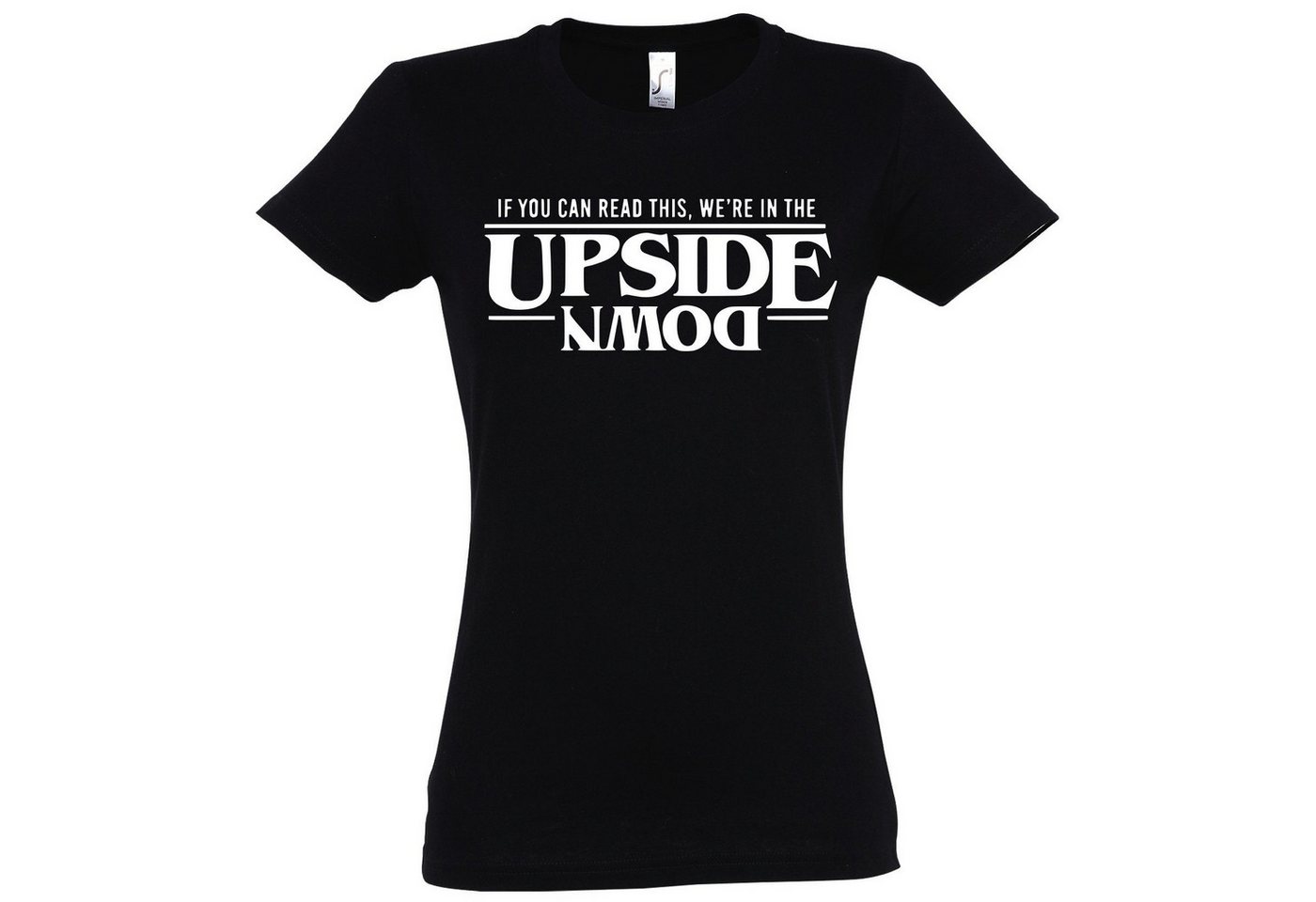 Youth Designz Print-Shirt Upside Down Damen T-Shirt Stranger Fun-Look mit lustigem Spruch Print von Youth Designz