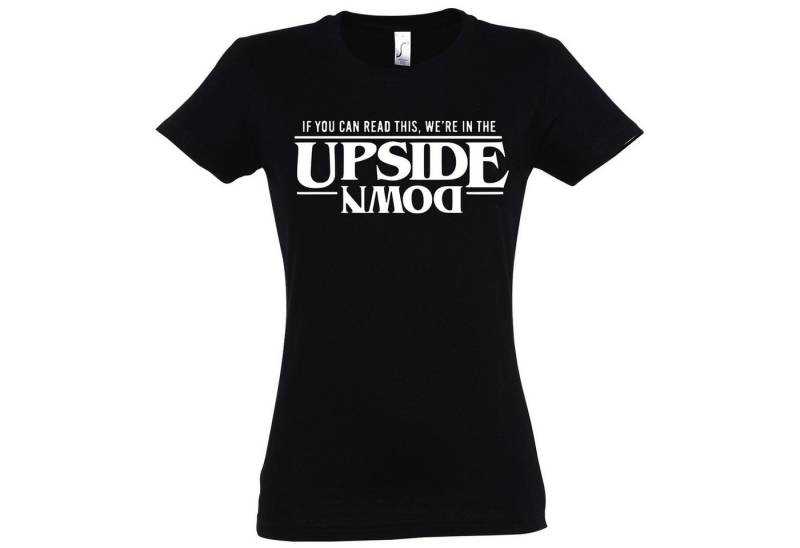 Youth Designz Print-Shirt Upside Down Damen T-Shirt Stranger Fun-Look mit lustigem Spruch Print von Youth Designz