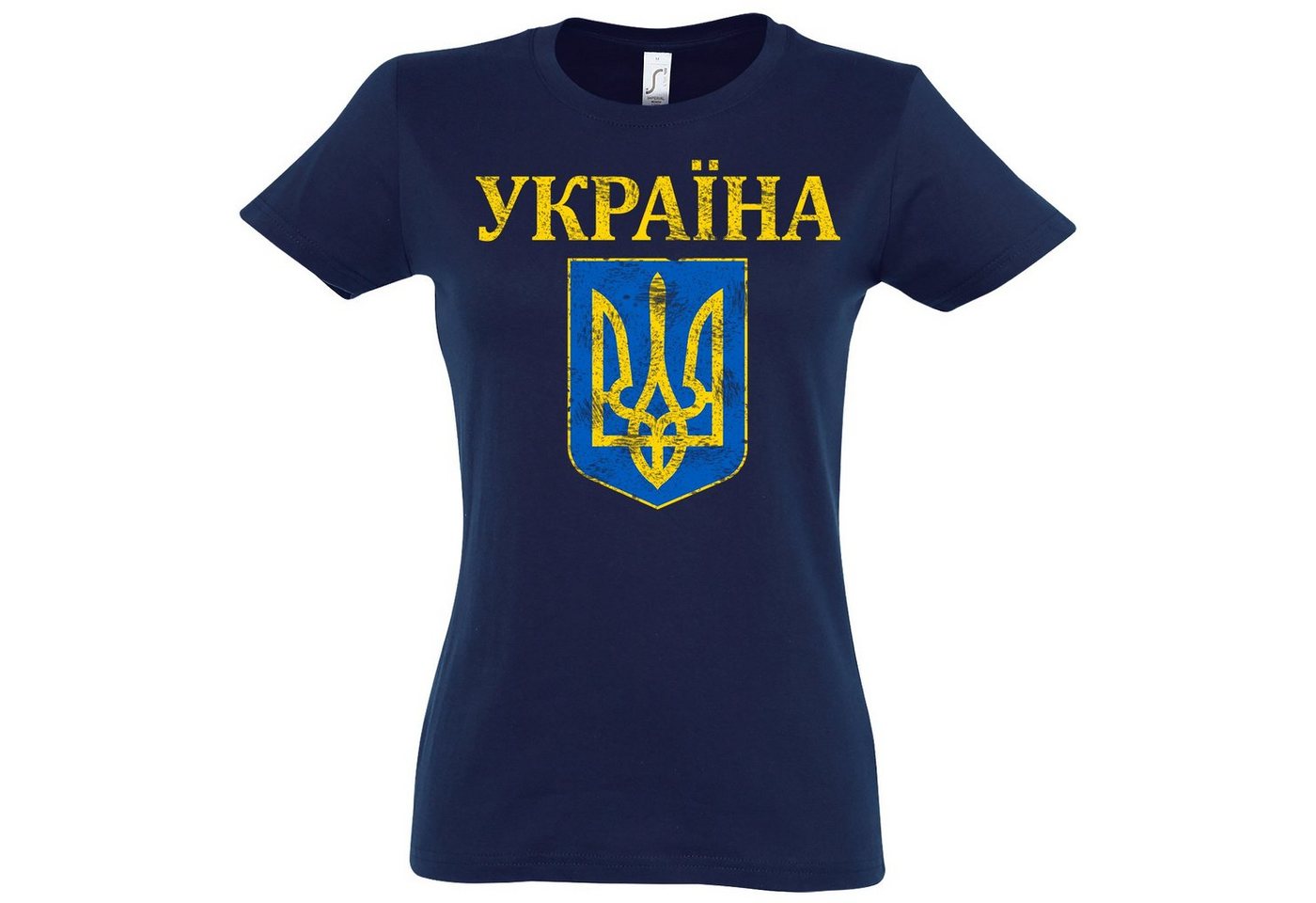 Youth Designz Print-Shirt Vintage Ukraine Wappen Damen T-Shirt mit modischem Logo Aufdruck von Youth Designz