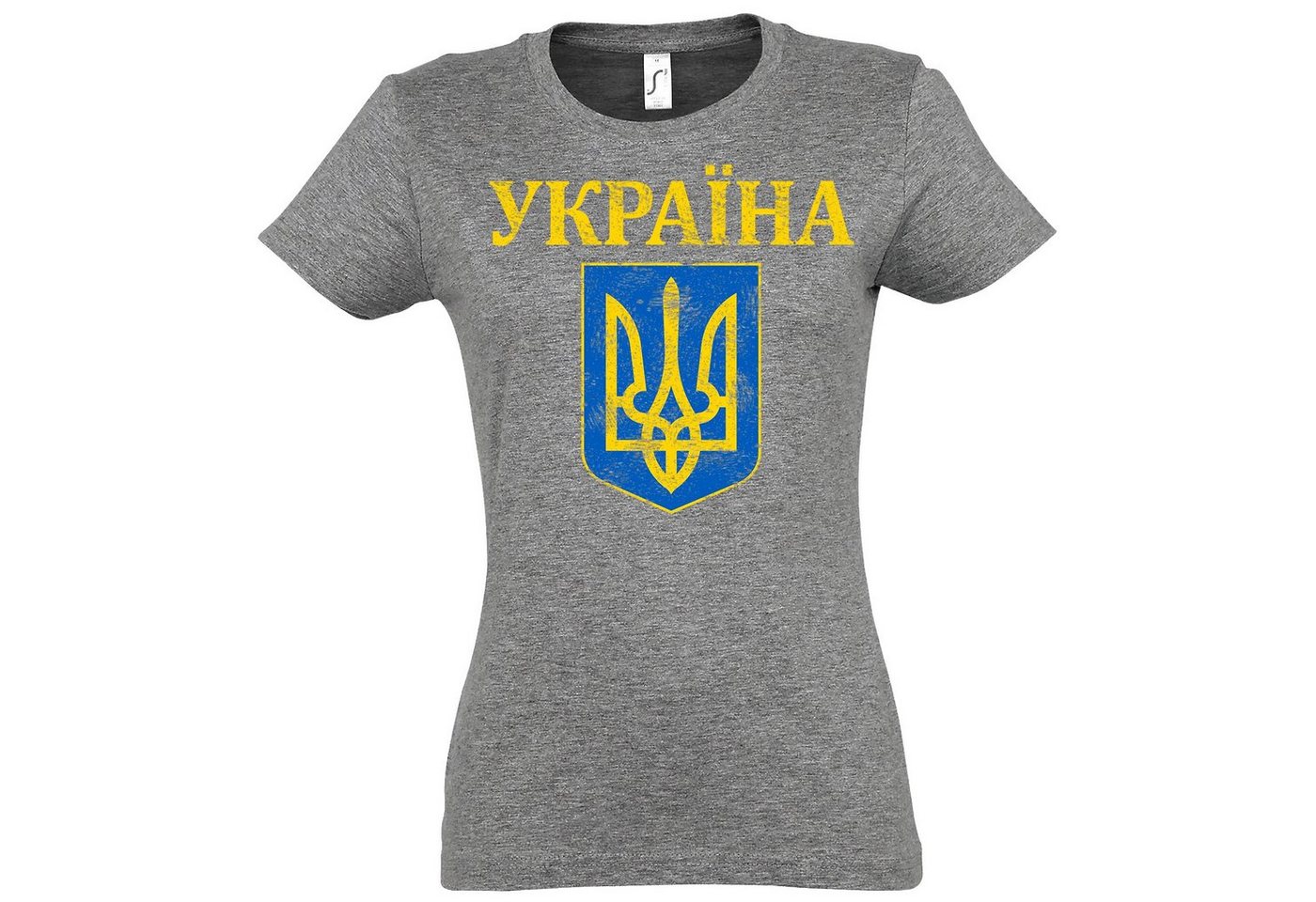 Youth Designz Print-Shirt Vintage Ukraine Wappen Damen T-Shirt mit modischem Logo Aufdruck von Youth Designz