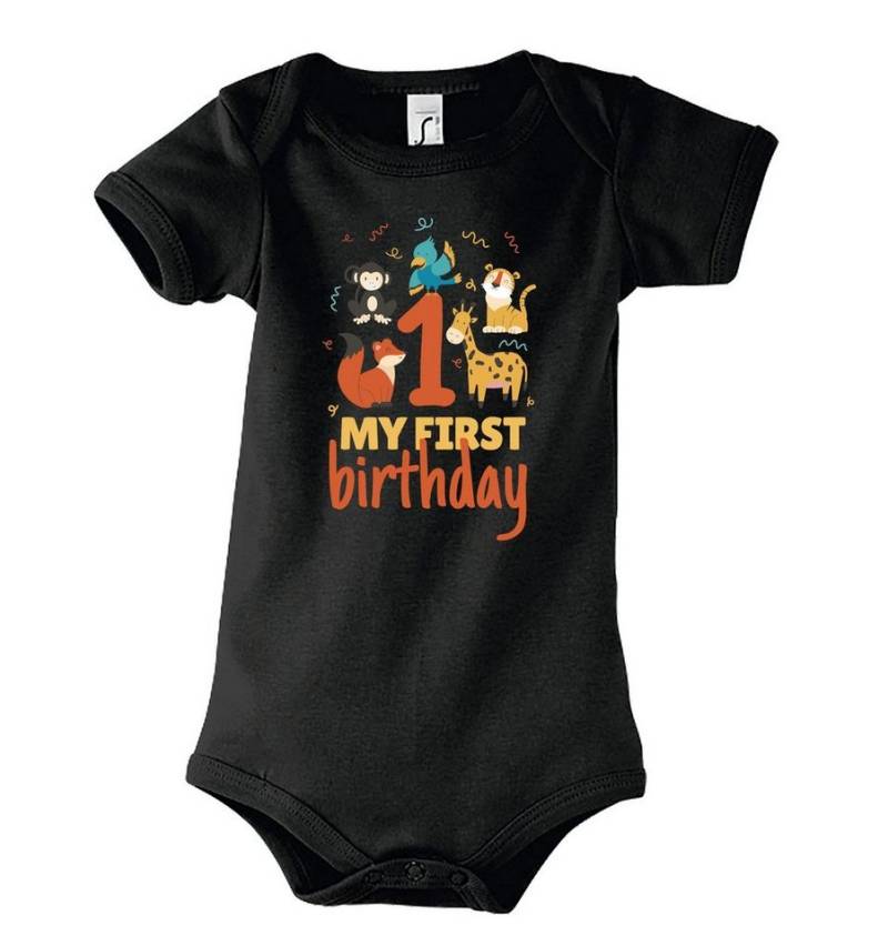 Youth Designz Kurzarmbody My First Birthday Baby Body für Jungen & Mädchen mit trendigem Frontprint von Youth Designz