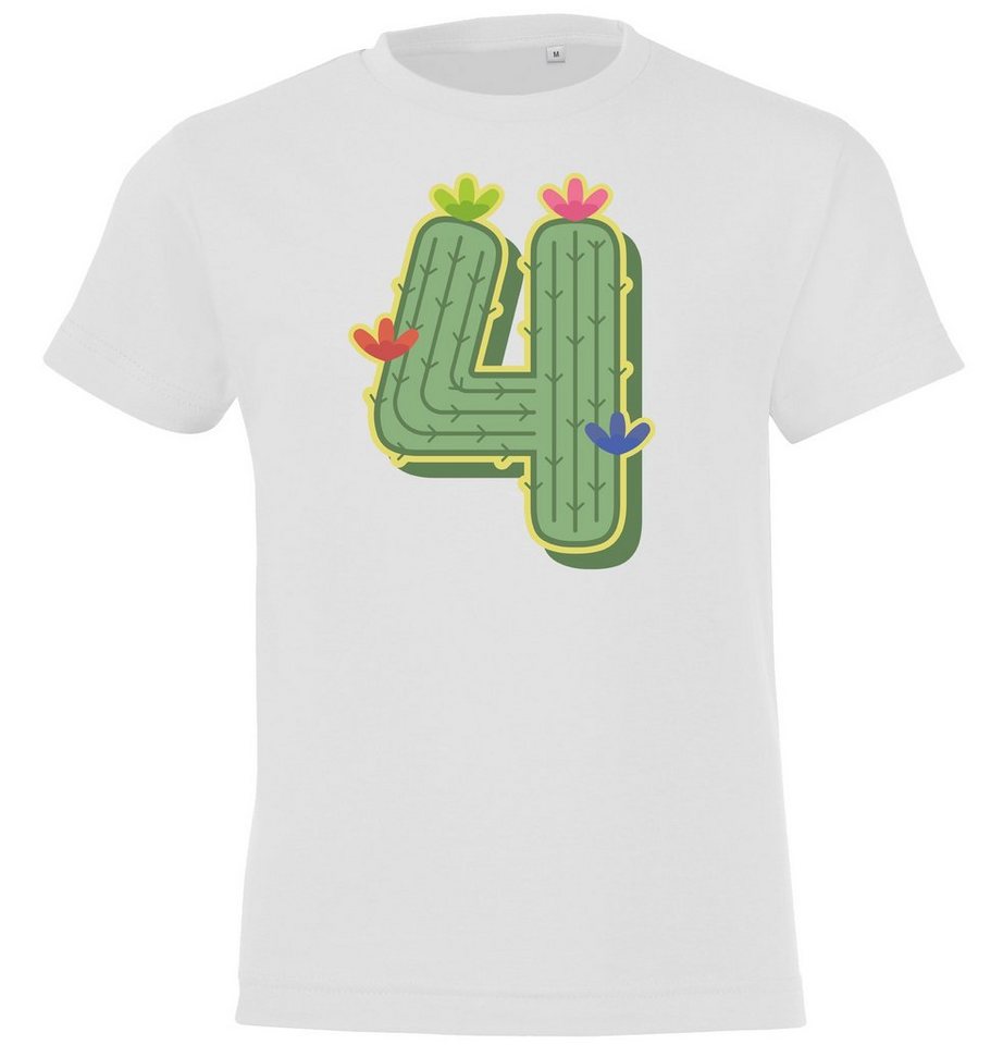 Youth Designz T-Shirt 4 Jahre Alt Geburtstags T-Shirt für Mädchen mit lustigem Kaktus Frontprint von Youth Designz