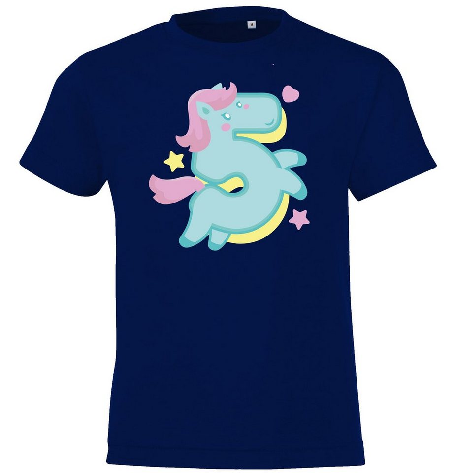 Youth Designz T-Shirt 5 Jahre Alt Geburtstags T-Shirt für Mädchen mit süßem Einhorn Frontprint von Youth Designz