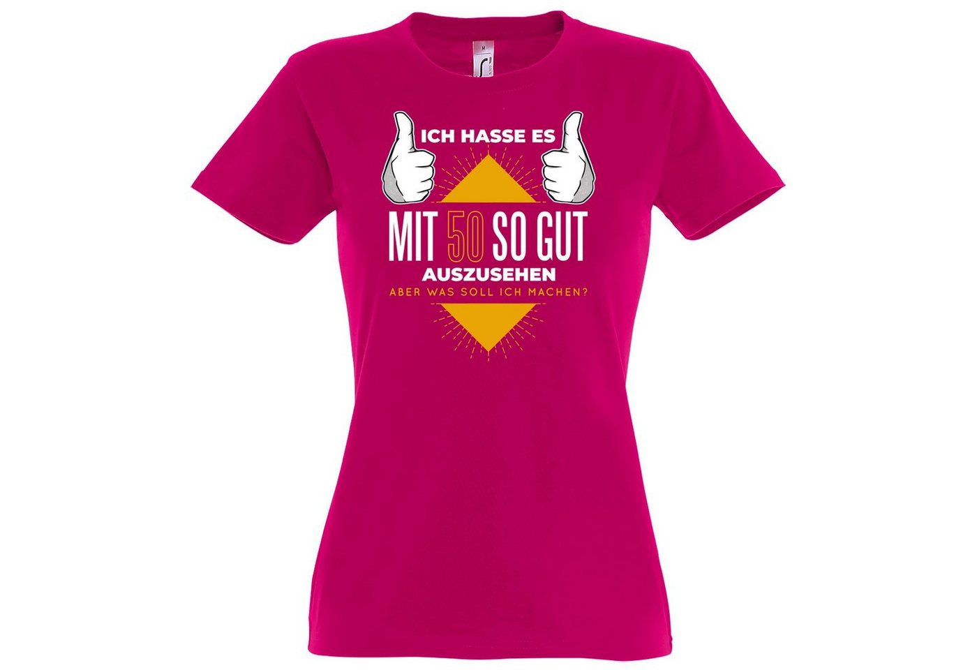 Youth Designz T-Shirt 50 Und Gutaussehend Damen Shirt mit lustigem Spruch Frontprint Youth Designz T-Shirt 50 Und Gutaussehend Damen Shirt mit lustigem Spruch Frontprint von Youth Designz