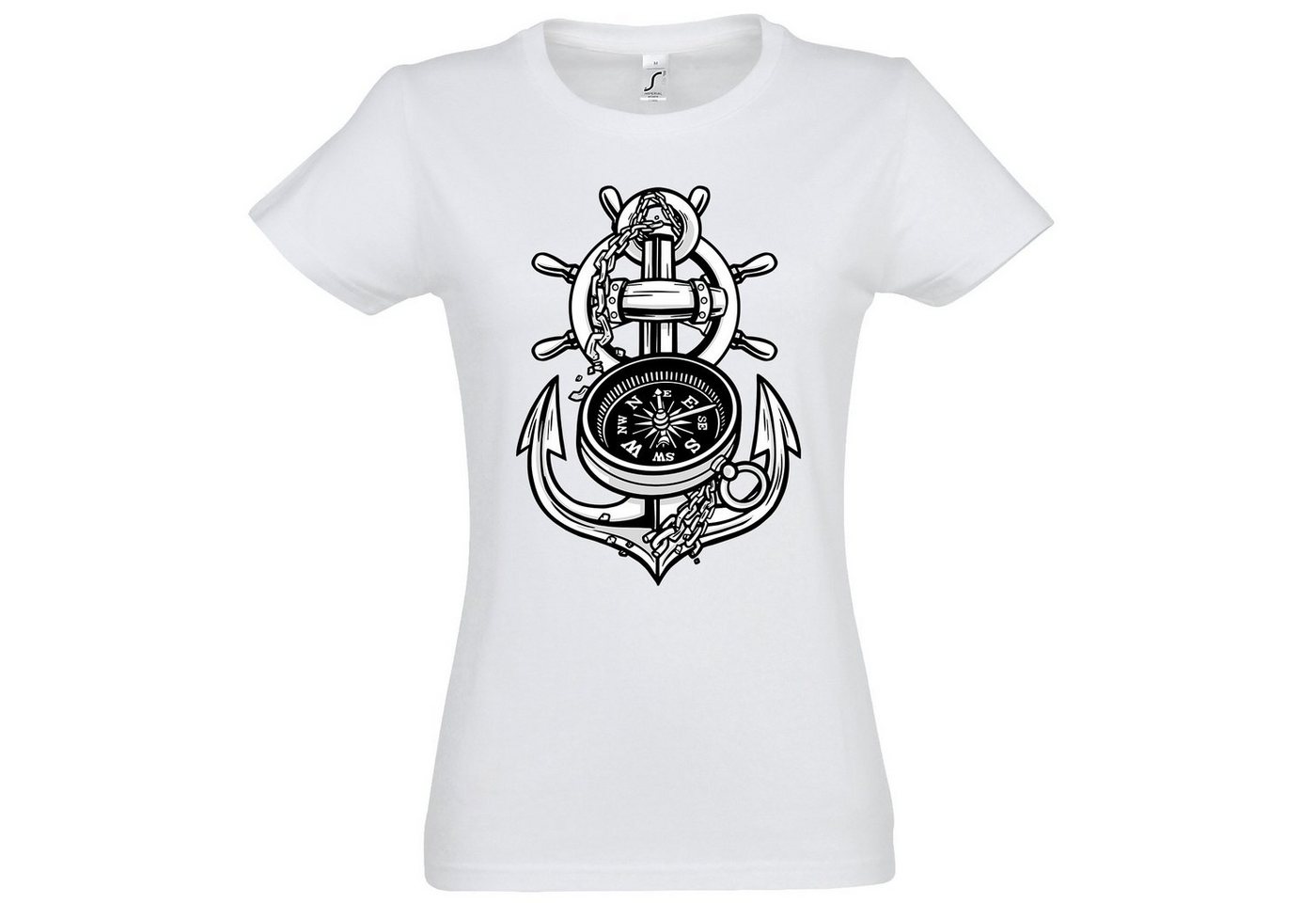 Youth Designz T-Shirt Anker Kompass Damen T-Shirt mit trendigem Frontprint von Youth Designz