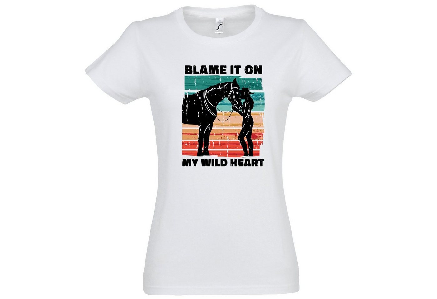 Youth Designz T-Shirt Blame It On My Wild Heart Pferd Damen Shirt mit trendigem Frontprint von Youth Designz