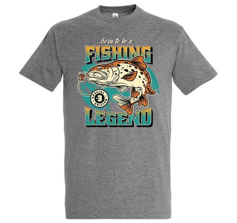 Youth Designz T-Shirt "Born To Be A Fishing Legend" Herren Shirt (gerader Abschluss) mit trendigem Frontprint von Youth Designz