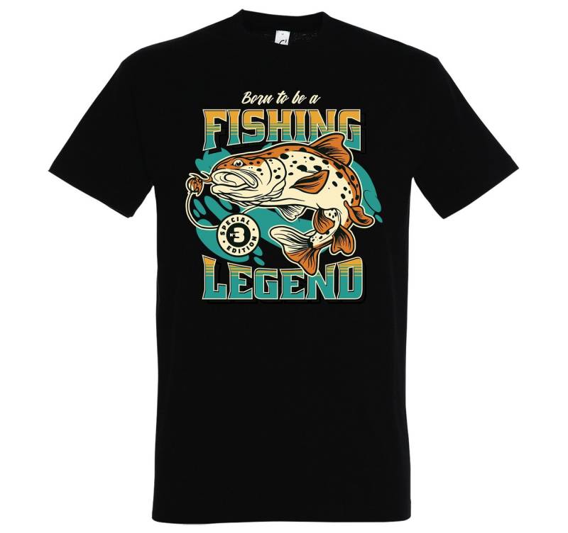 Youth Designz T-Shirt "Born To Be A Fishing Legend" Herren Shirt (gerader Abschluss) mit trendigem Frontprint von Youth Designz