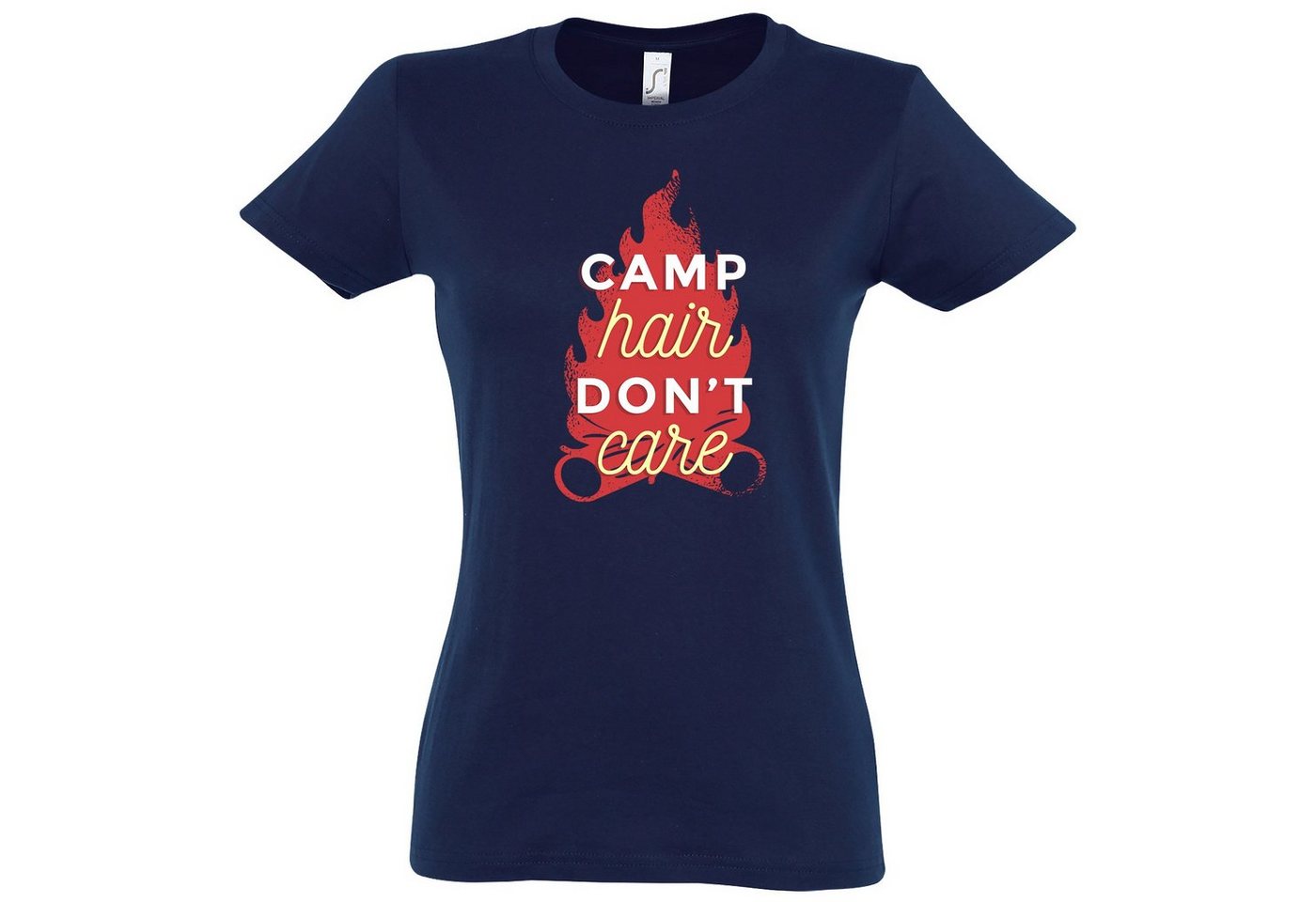 Youth Designz T-Shirt Camp Hair Dont Care Damen Shirt mit lustigem Camping Frontprint von Youth Designz