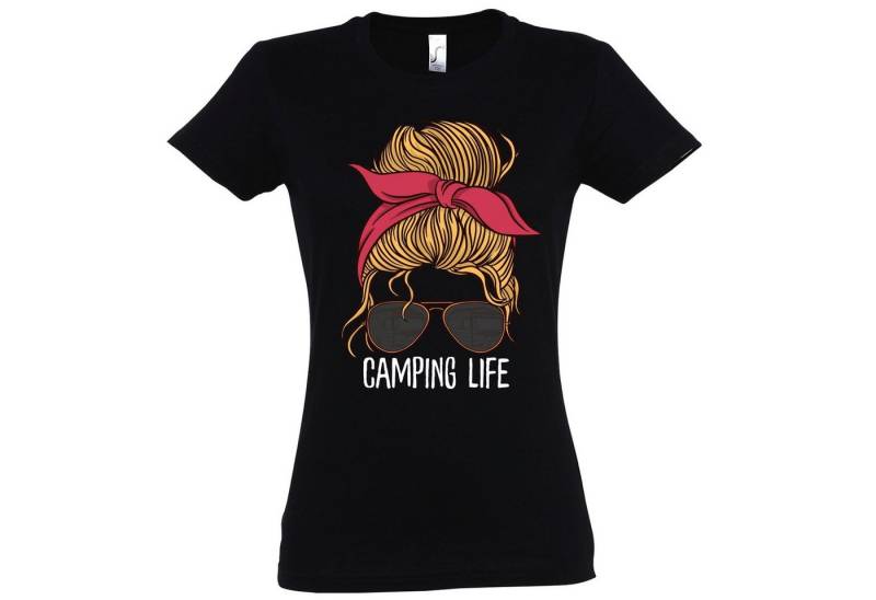 Youth Designz T-Shirt Camping Life Damen Shirt mit trendigem Frontprint von Youth Designz