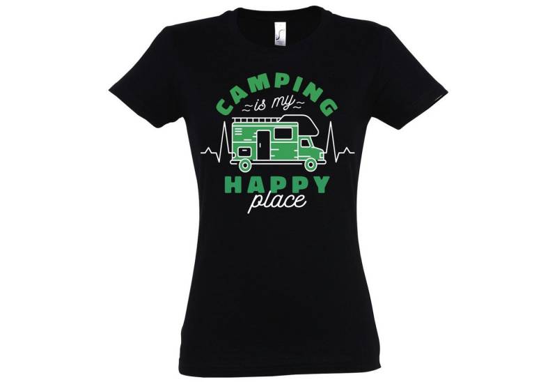 Youth Designz T-Shirt Camping is my Happy Place Damen T-Shirt mit trendigem Motiv von Youth Designz