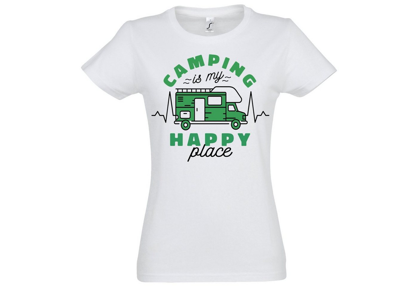 Youth Designz T-Shirt Camping is my Happy Place Damen T-Shirt mit trendigem Motiv von Youth Designz