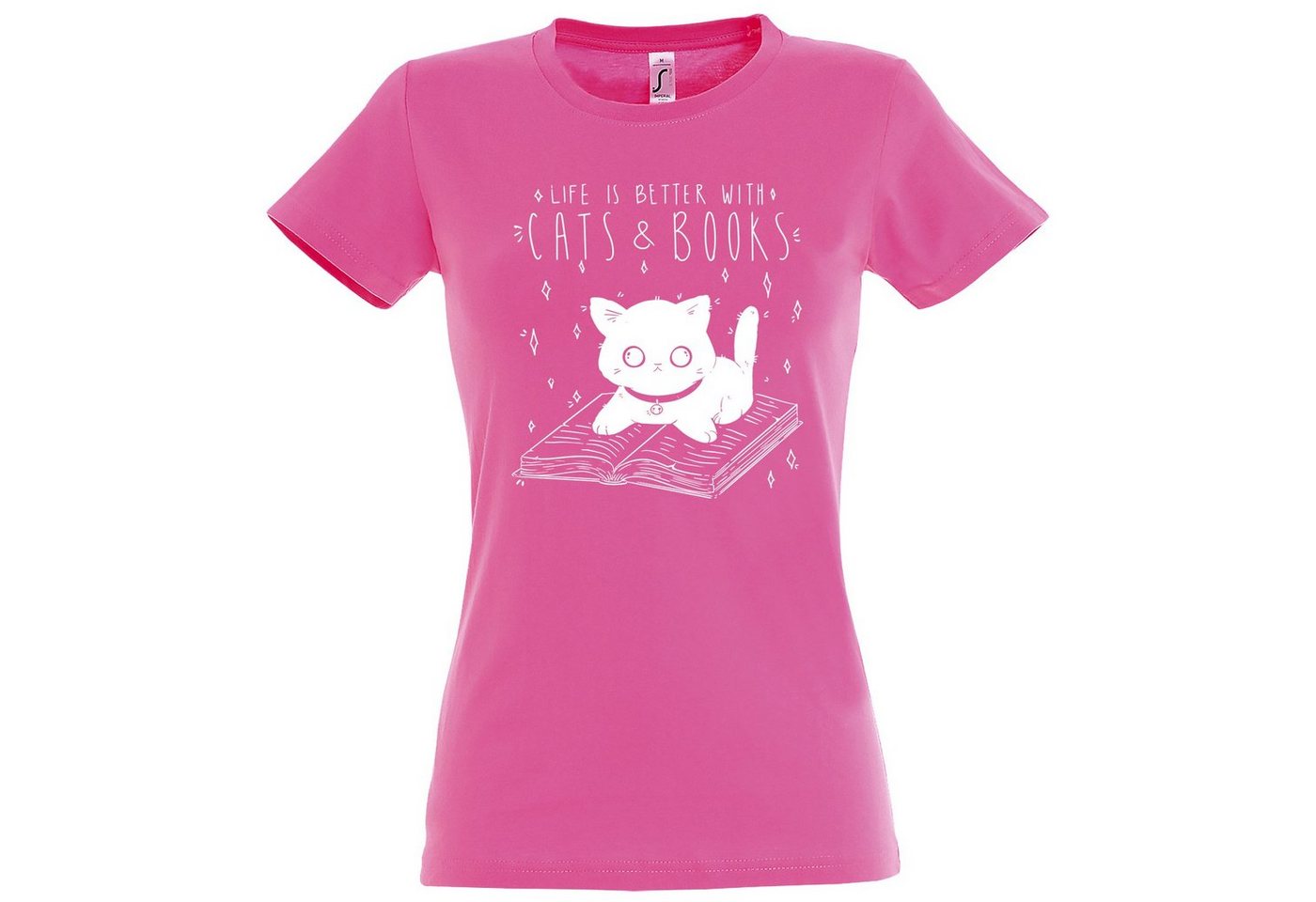 Youth Designz T-Shirt Cats & Books Damen Shirt mit trendigem Frontprint von Youth Designz