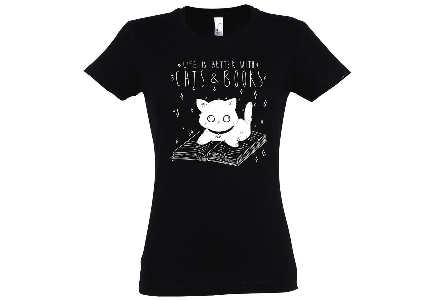 Youth Designz T-Shirt Cats & Books Damen Shirt mit trendigem Frontprint von Youth Designz